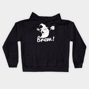 Brew! - Halloween Ghost Holding a Beer Kids Hoodie